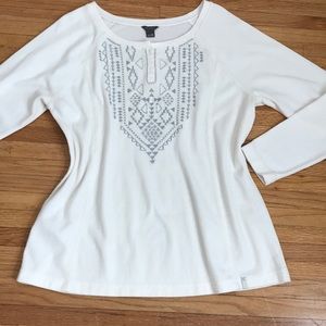 Eddie Bauer plus sized thermal knit + embroidery.